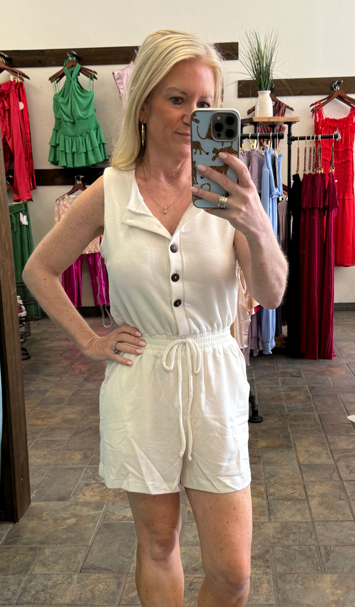Ivory Button Up Romper