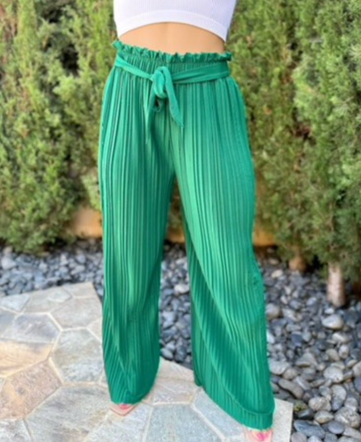 Pleated Pants with Bow Tie (2 Colors)