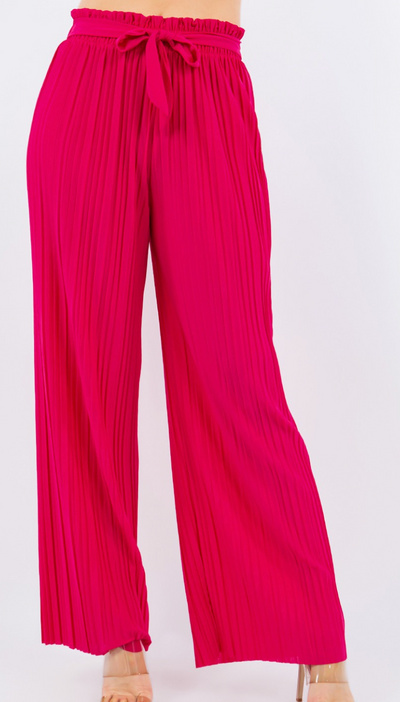 Pleated Pants with Bow Tie (2 Colors)