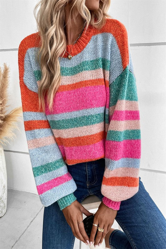 Bright Stripe Knit Sweater