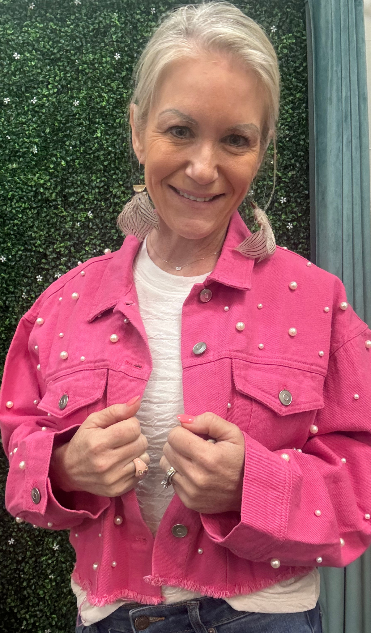 Hot Pink & Pearls Crop Jacket