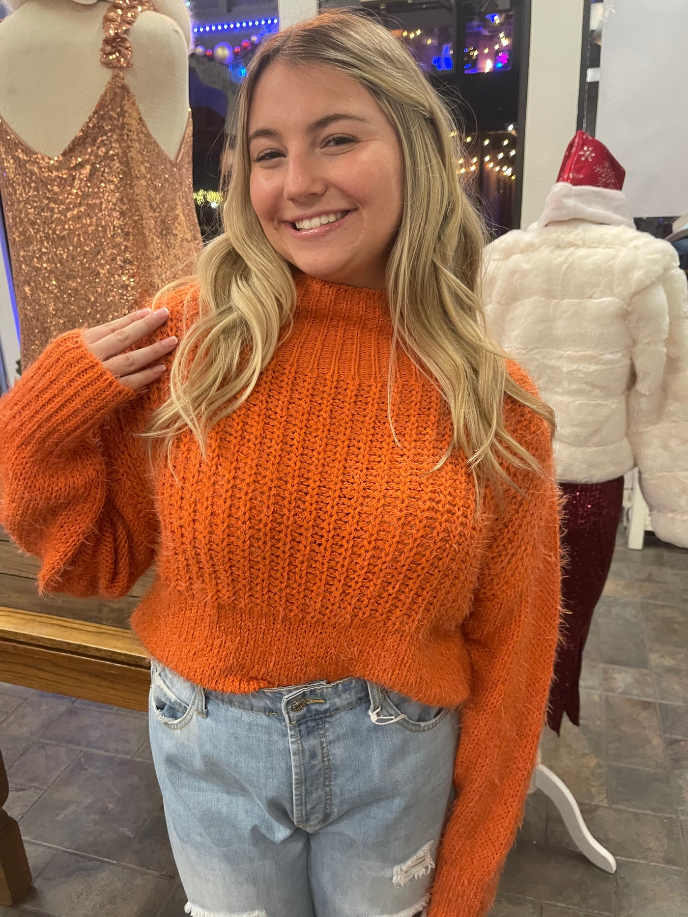 Rust Tomato Cropped Sweater