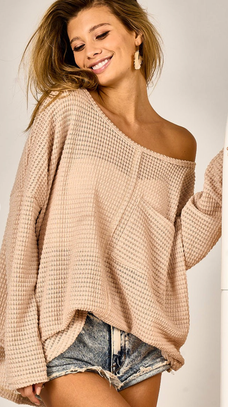 Taupe Waffle Top