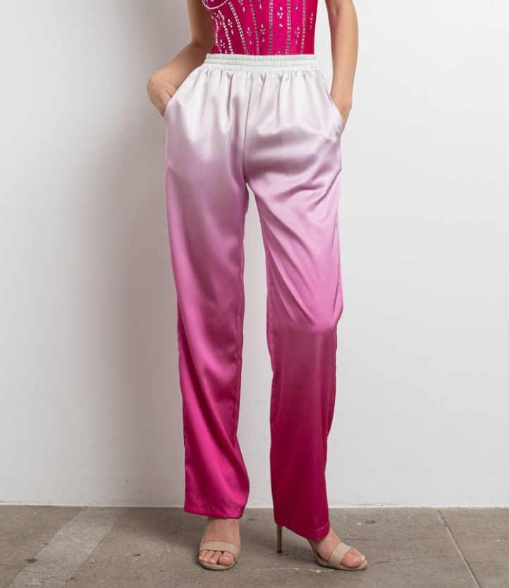 Pink Satin Ombre Pants