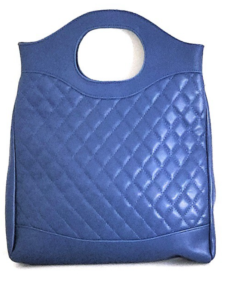 Blue Circle Handle Quilted Handbag