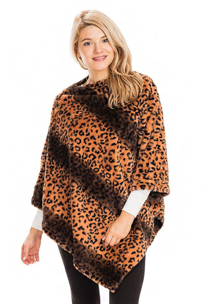 Leopard Faux Fur Poncho - 4 Options