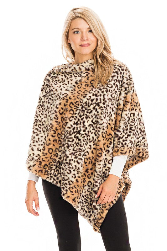 Leopard Faux Fur Poncho - 4 Options