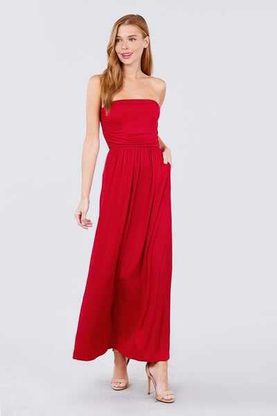 Tube Top Maxi Dress - Red