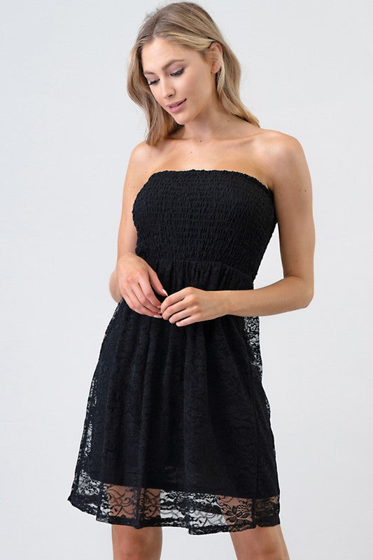 Blacked Lace Tube Dress