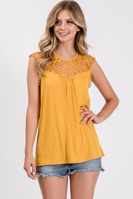 Best Basic & Lace Top - Mustard