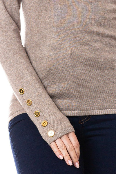 Camel Gold Button Turtle Neck Sweater