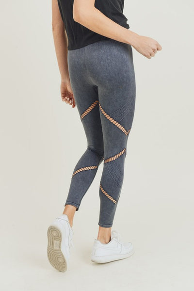 Zig Zag Perforated Mineral Wash Seamless Leggings