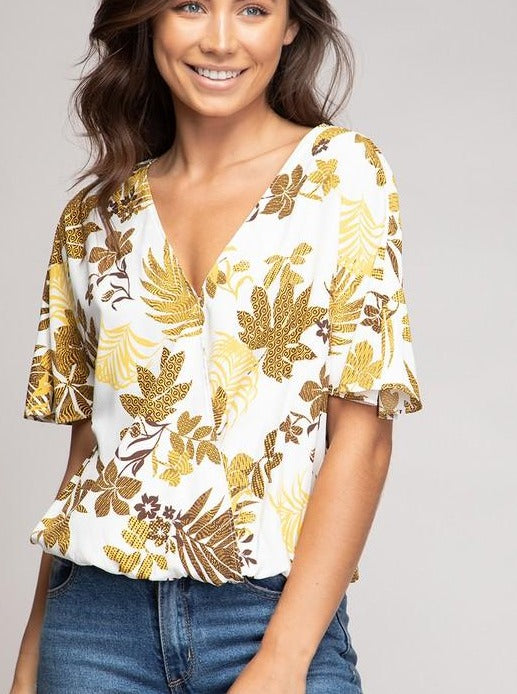 Fall Leave Floral Blouse