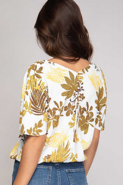 Fall Leave Floral Blouse
