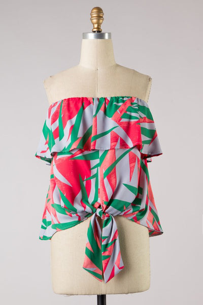 Abstract Ruffle Blouse