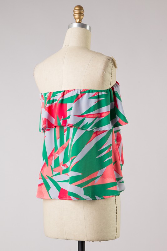 Abstract Ruffle Blouse