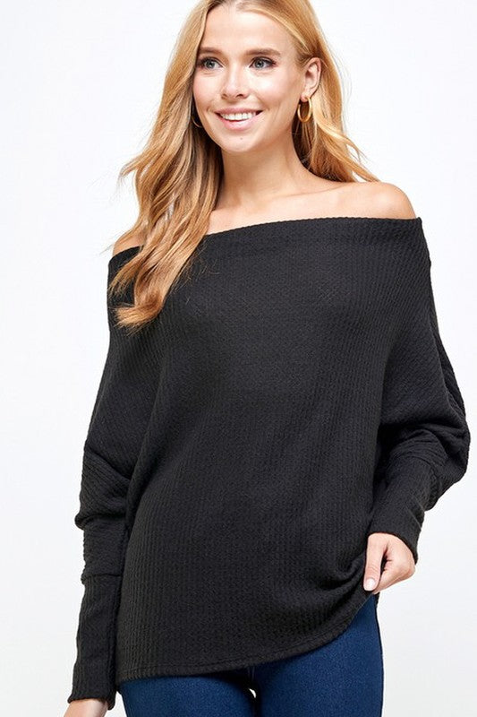 Off the Shoulder Sweater - Black
