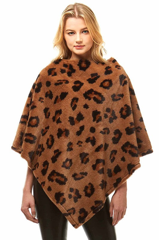 Leopard Faux Fur Poncho (3 Colors)