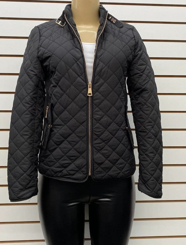 Black Padded Jacket with Fur Lining