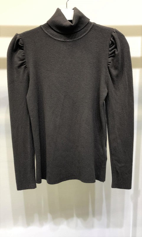 Black Bubble Sleeve Sweater - One Size