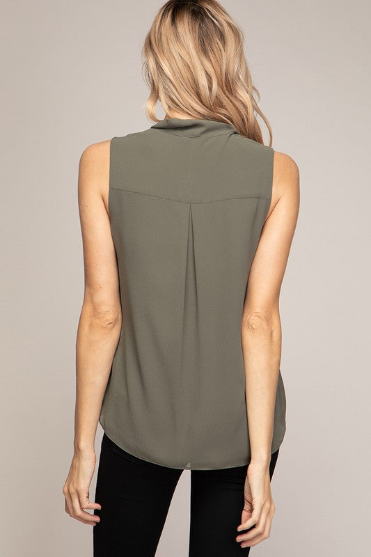 Scarf Tie Blouse - Olive