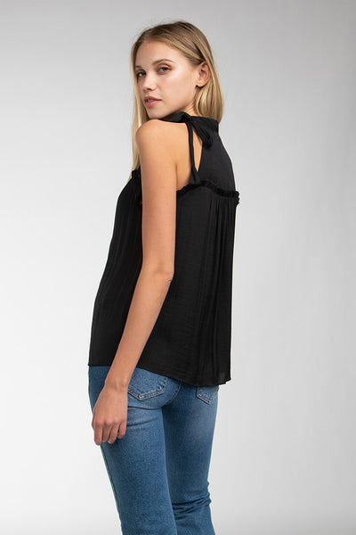 Tie Neck Ruffle Top (Two Colors)
