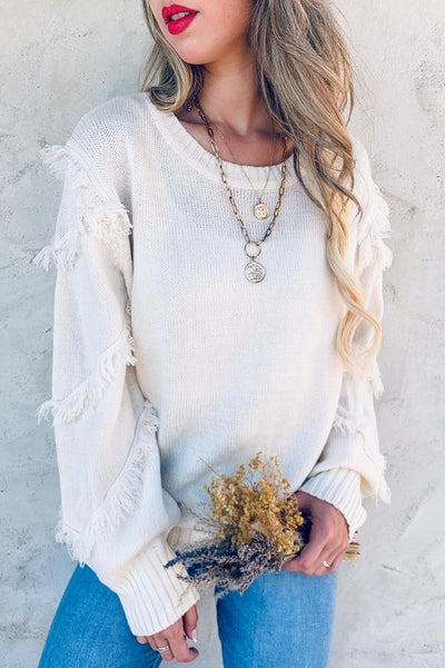 Ivory Fringe Sweater