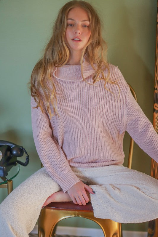 Soft Pink Turtle Neck Sweater