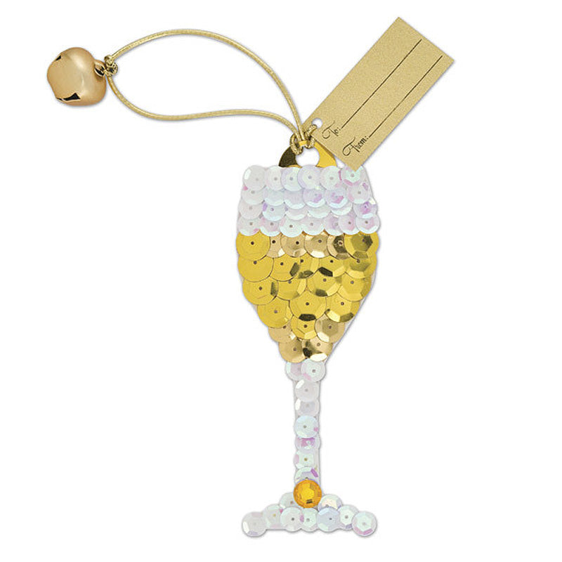 Sequin Wine Glass Tag