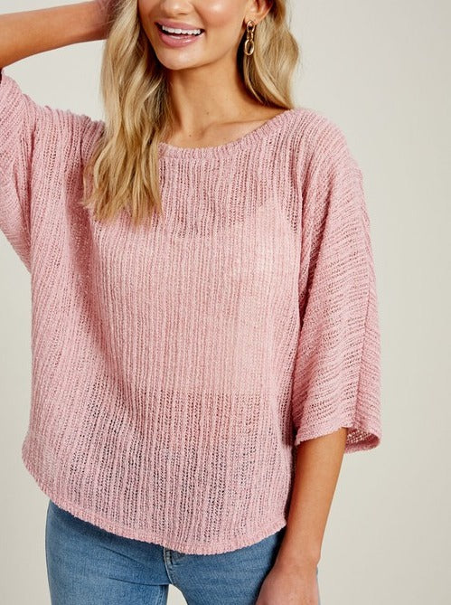 Rose Knit Top with Dolman Sleeves