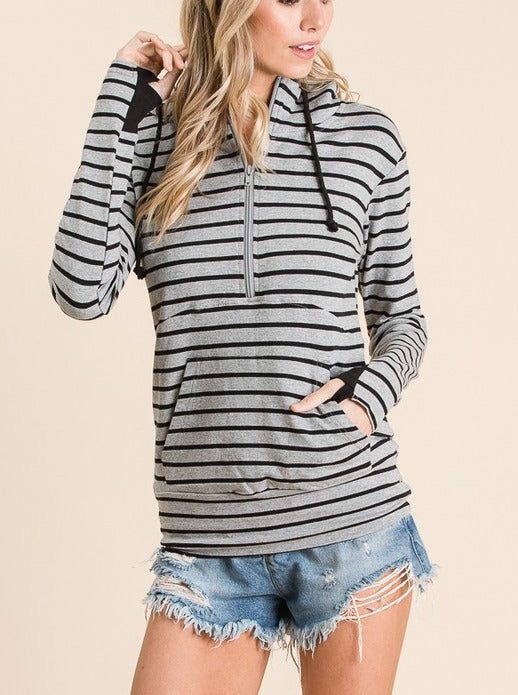 Grey/Black Stripe Sweatshirt