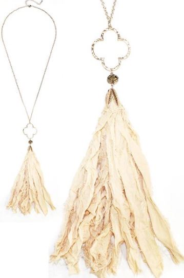 Fabric Tassel Necklace - Multiple Colors Available