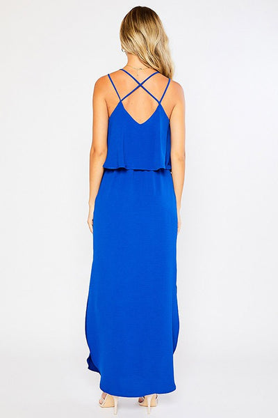 Peplum Top Maxi Dress - Blue