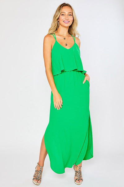 Peplum Top Maxi Dress - Green