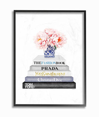Watercolor Book Stack Fashion Candle Pink Rose