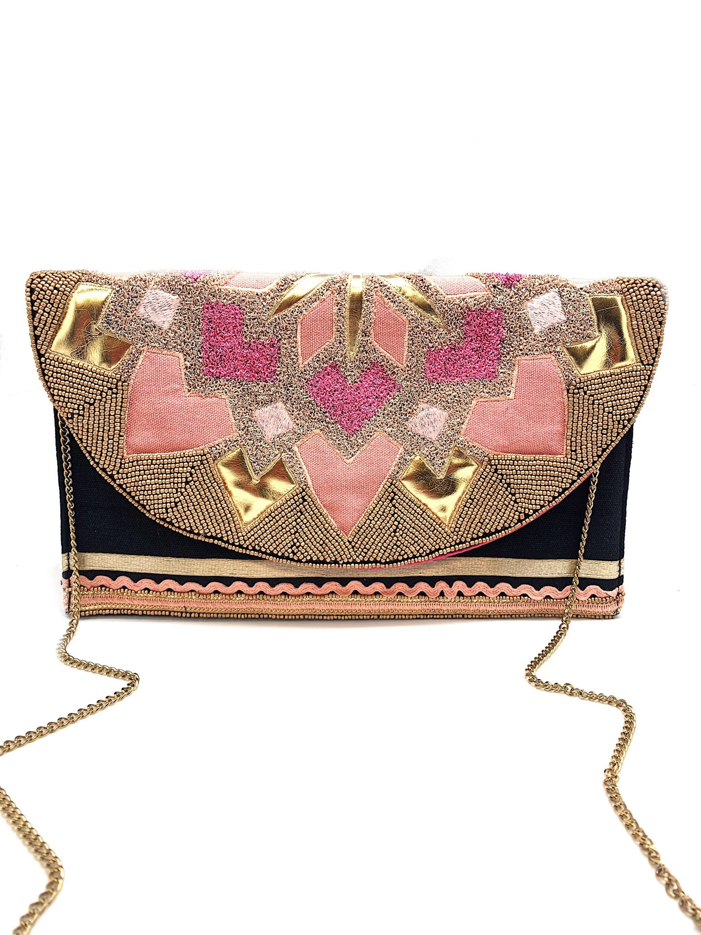 Embroidered Patchwork Beaded Clutch