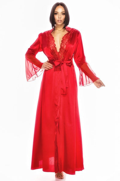 Long Robe with Sheer Sleeves 3 colors