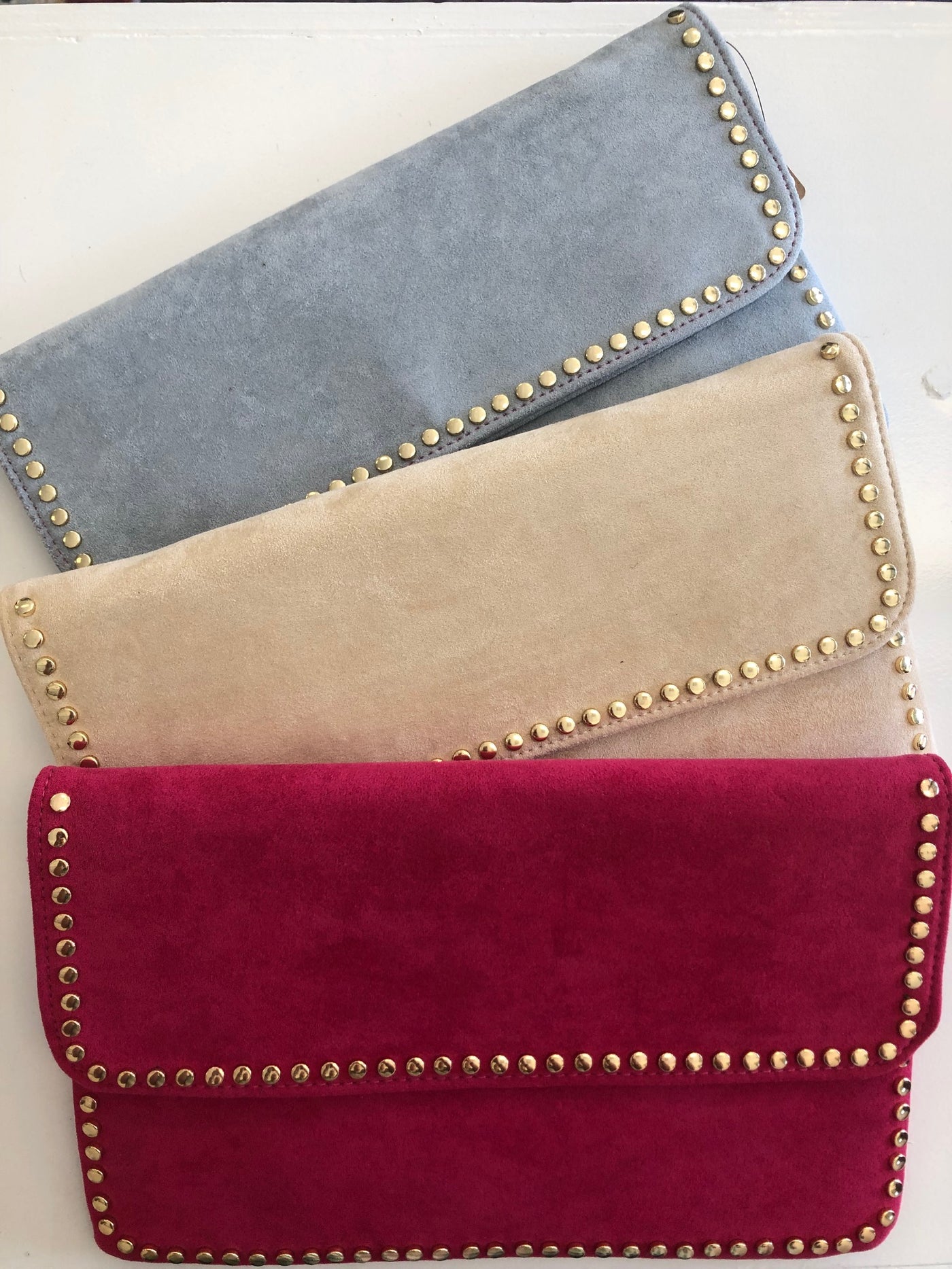 Studded Suede Clutch