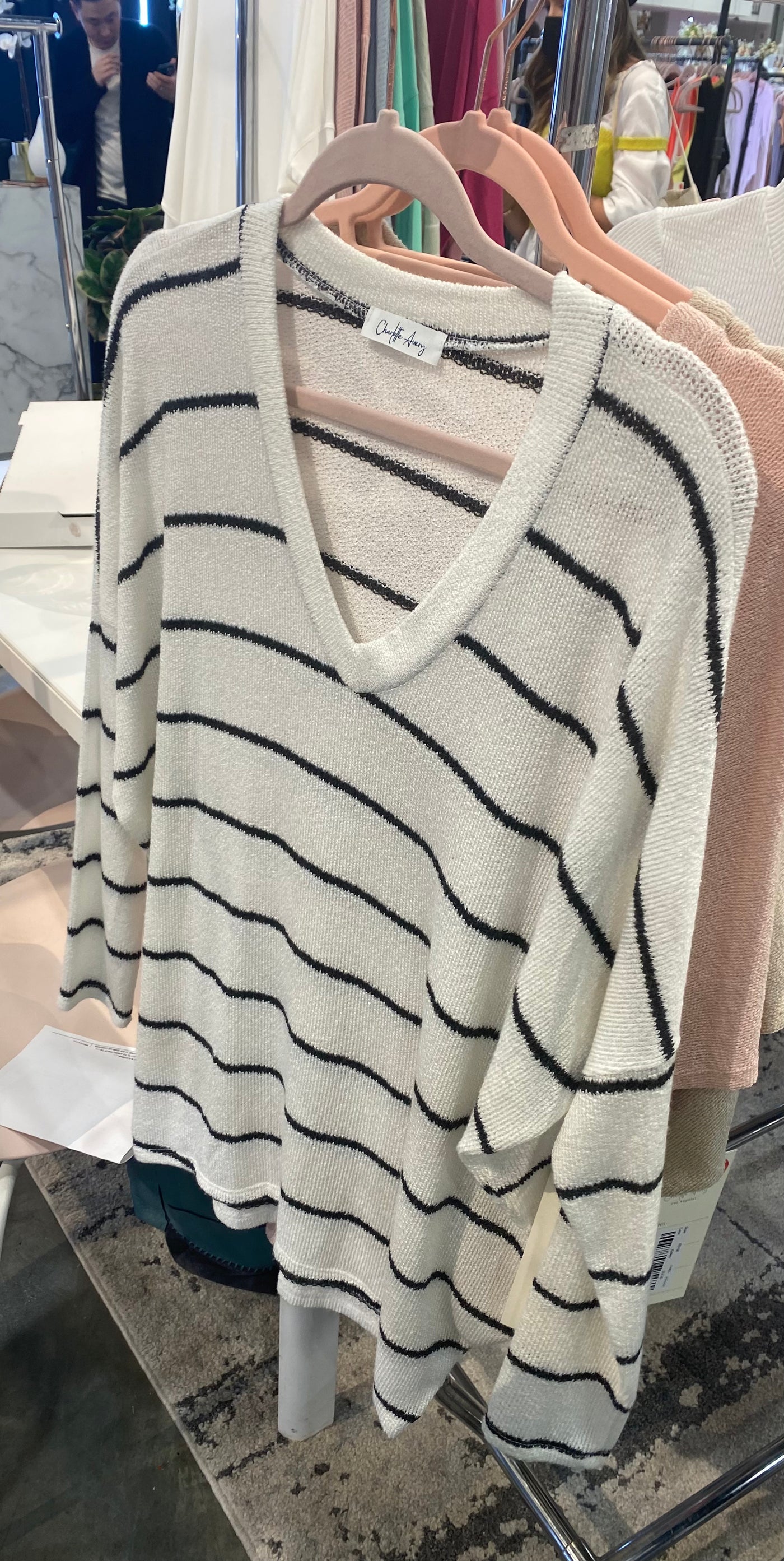 Stripe V-Neck Lightweight Sweater (2 Colors)