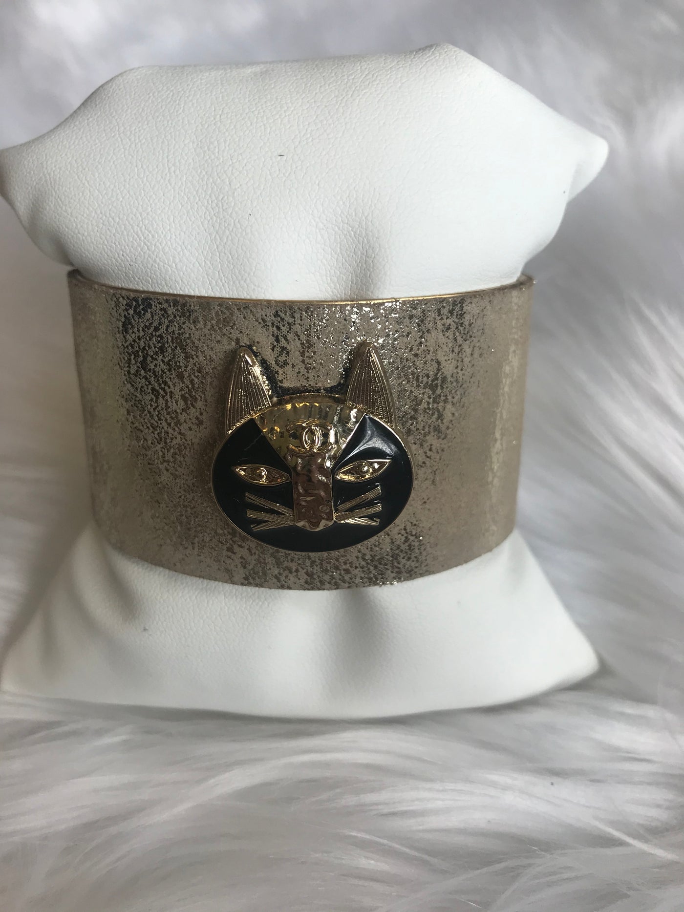 TS - Chanel Black Cat Cuff Bracelet