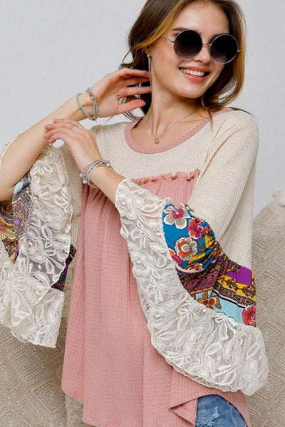 Lace, Patchwork Babydoll Top