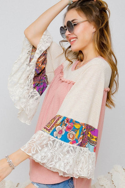 Lace, Patchwork Babydoll Top