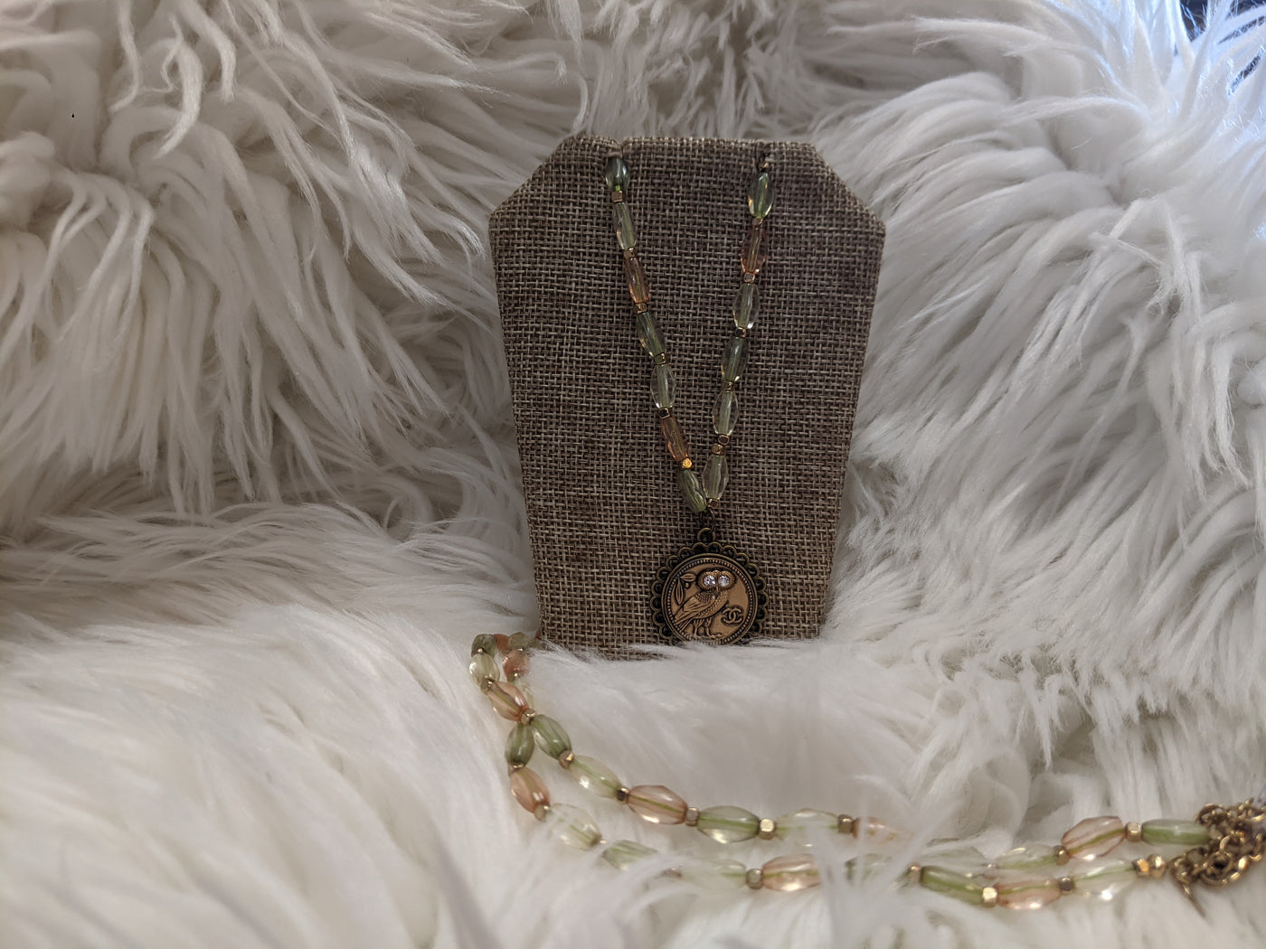 TS123 - Chanel Owl on Vintage Monet Beads