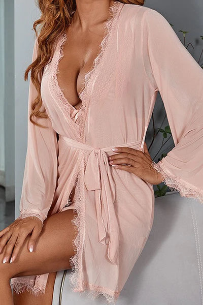 Pink Sheer Gown/Robe Set