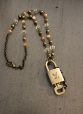 Louis Vuitton Upcycled Authentic Designer Lock Necklace - Beaded