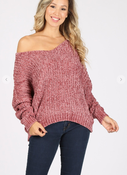 Rose/Rust V-Neck Sweater