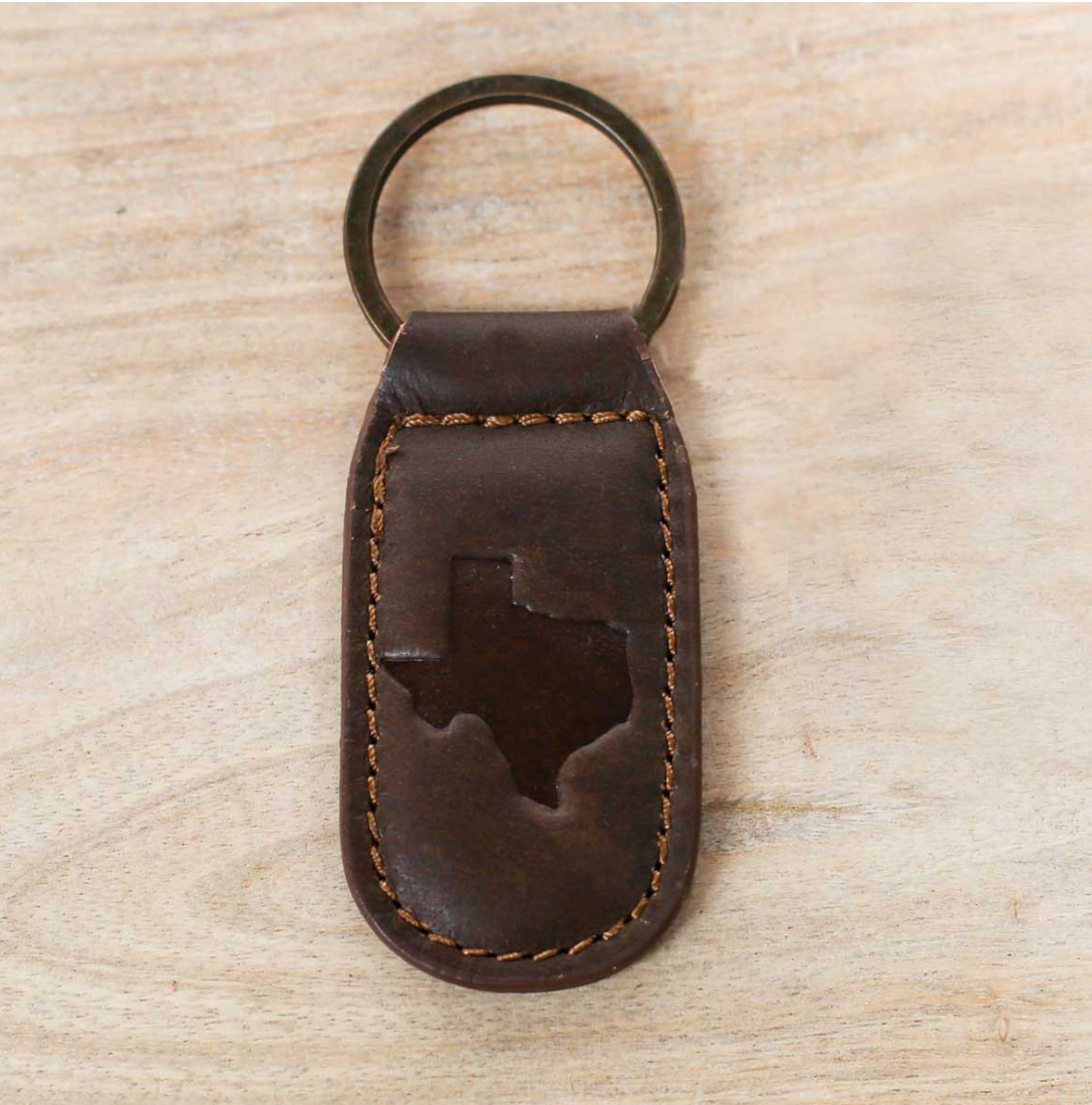 Texas Leather Embossed Keychain