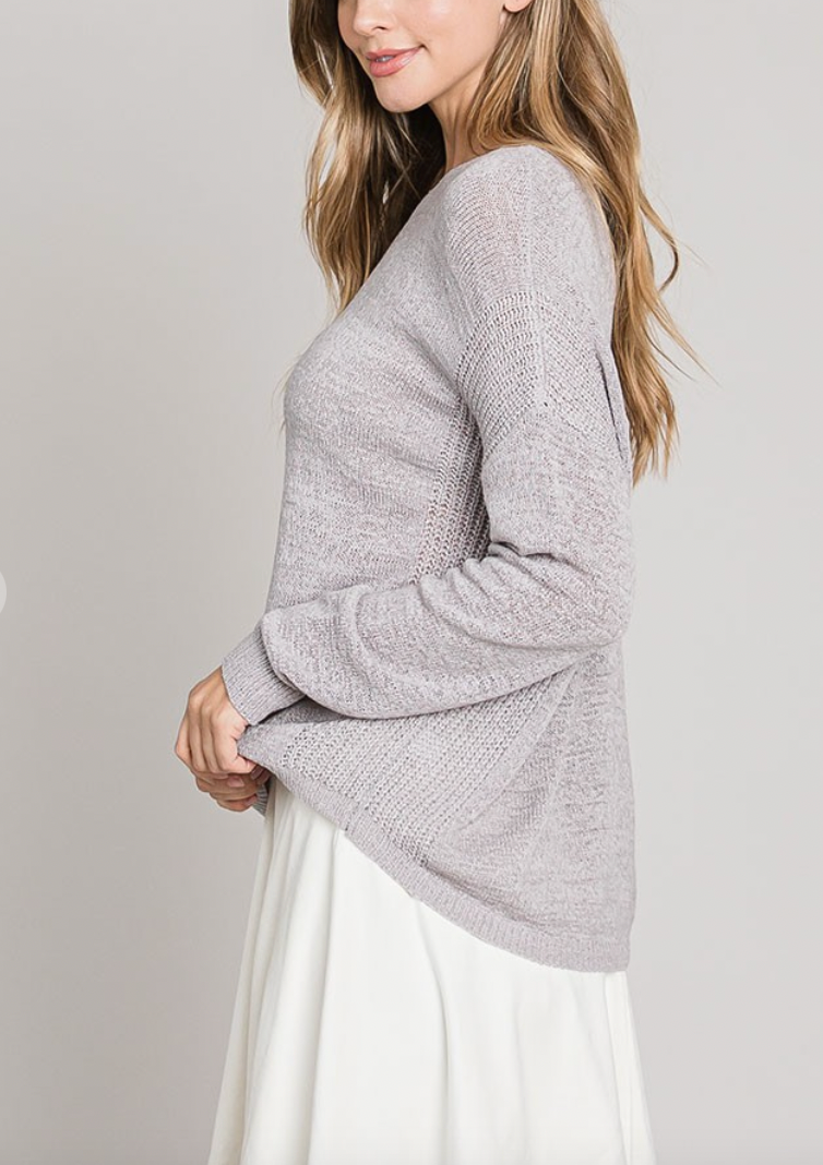 Grey Oversized Drop Shoulder Light-Weight Sweater