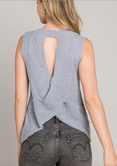 V-Neck Knit with Open Back (3 Colors)