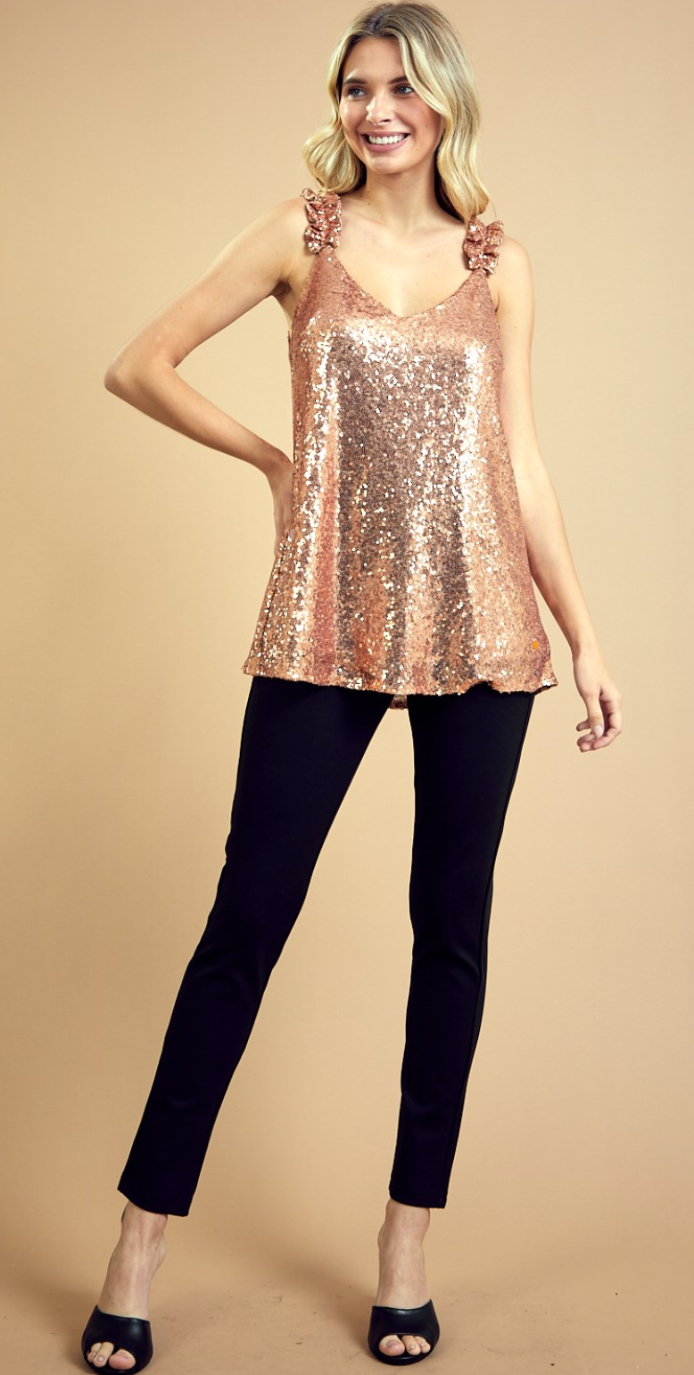 Rose Gold Sequin Lined Tank